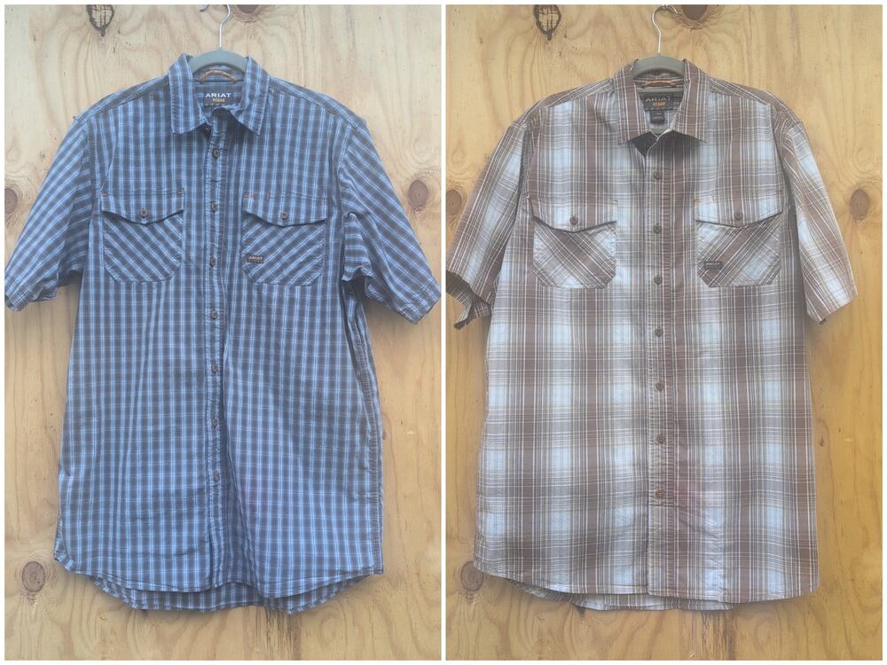 Ariat Rebar Work Shirts Bundle (2) Plaid Foreman Men's Large Tall